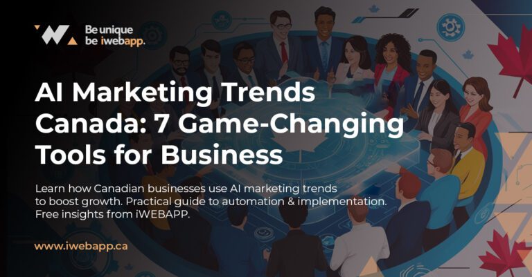 AI Marketing for Canadian Businesses: Practical Ways to Grow with Automation, Analytics, and Smarter Ads 3 AI marketing dashboard showing automation workflows, predictive analytics charts, and chatbot interface for Canadian business growth