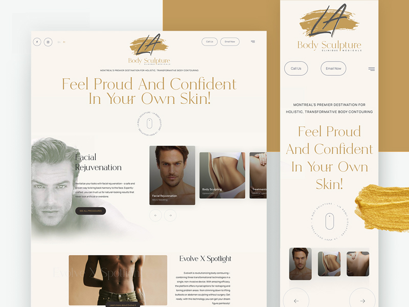 Custom web design and development of the new online presence of LA Body Sculpture