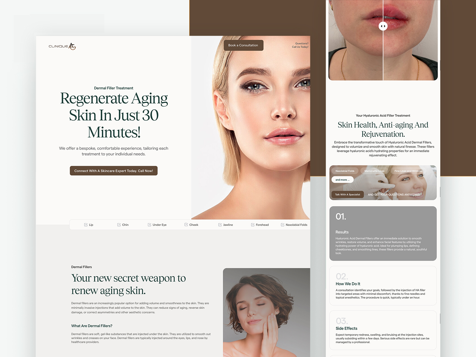 CliniqueAG-Dermal-Filler-case-responsive-web-design - CliniqueAG-BHRT, Online Marketing, Ottawa