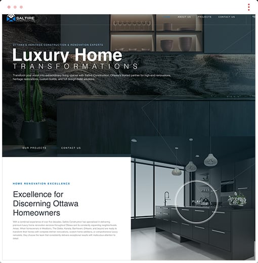 Saltire Group construction website displayed perfectly on desktop, tablet, and mobile devices showing responsive design for luxury renovation company